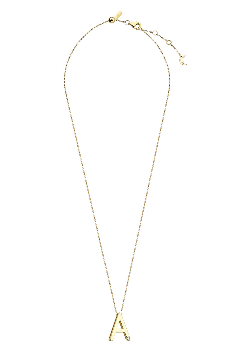 "A" NECKLACE W/ A SINGLE DIAMOND