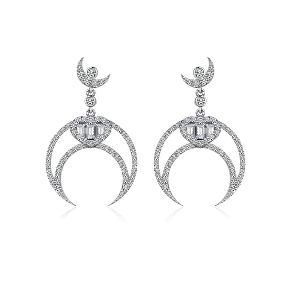 HIGH MOON BAGUETTE HEART EARRINGS