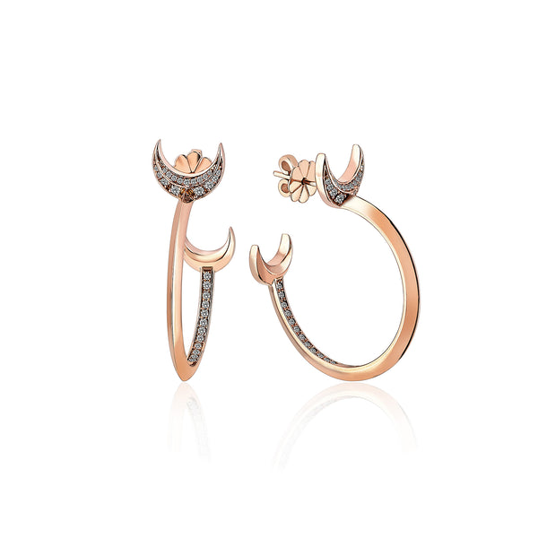 HIGH MOON TWO CRESCENT DIAMOND EARRINGS