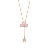 CLOVER HEART PINK OPAL NECKLACE