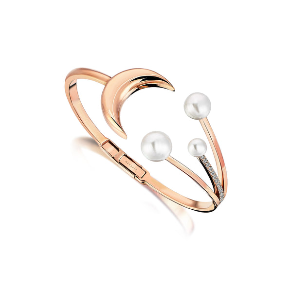 CRESCENT THREE PEARL STUDDED BANGLE