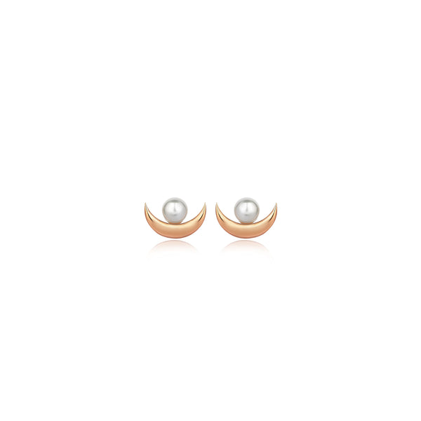 CRESCENT PEARL STUD EARRINGS