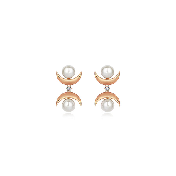 CRESCENT PEARL TWO DROP SPARKLE EARRINGS