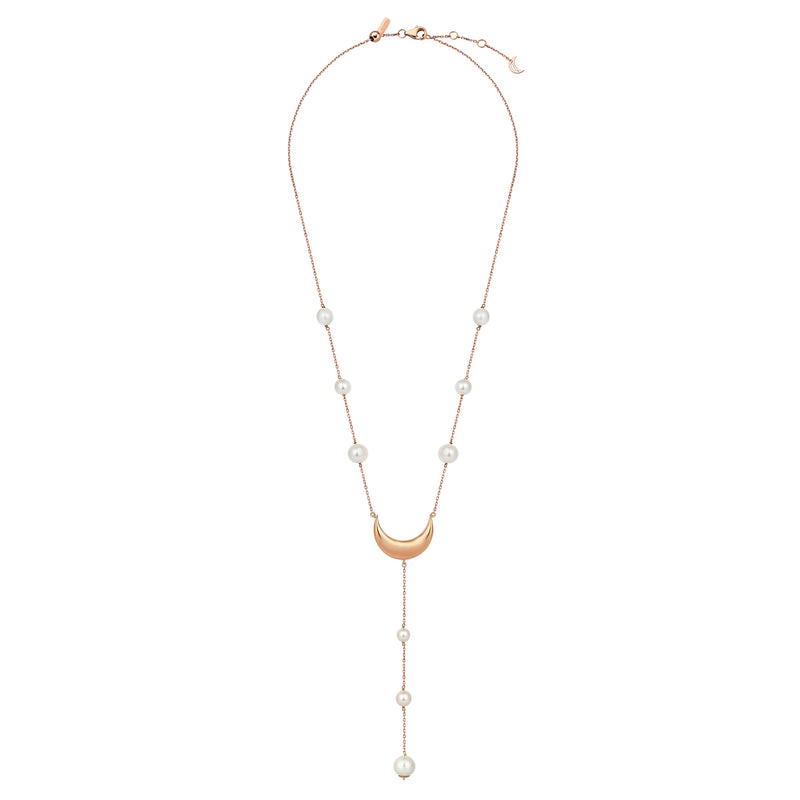 CRESCENT PEARL LARIAT NECKLACE