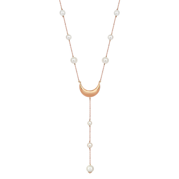 CRESCENT PEARL LARIAT NECKLACE