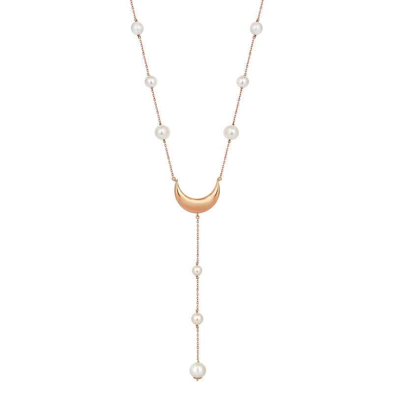 CRESCENT PEARL LARIAT NECKLACE