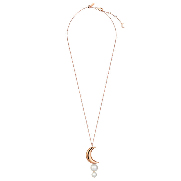 CRESCENT TWO PEARL LINK NECKLACE