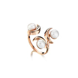 THREE CRESCENT THREE PEARL RING